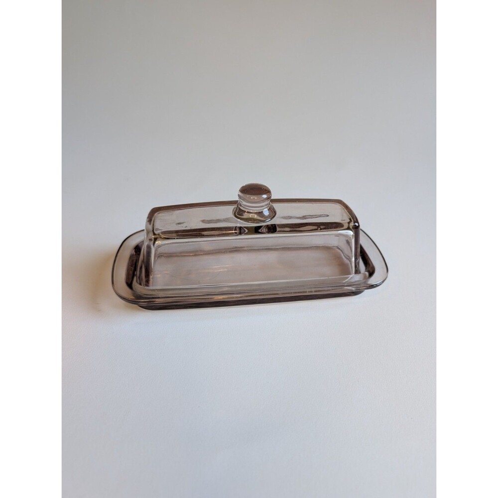 Amethyst Vintage Light Lavender Pressed Glass Butter Dish